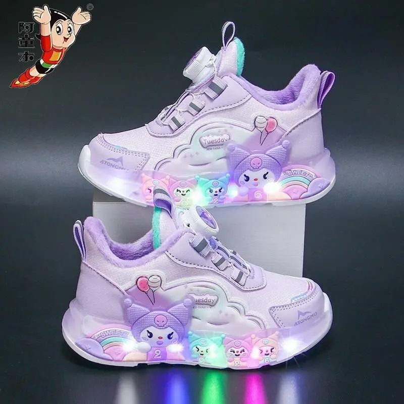 

Sanrio Kuromi Girls Children's Led Light Sneakers Casual Shoes Baby Kawaii Cartoon Spring New Nonslip Sports Shoes Luminous Shoe