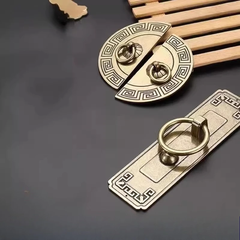 2PCS Chinese Vintage Brass Handles, Antique Cabinet Pulls for Bookshelf Wardrobe Door, Traditional Hardware