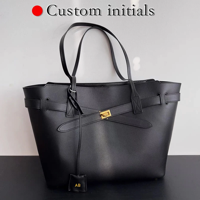 

Custom Initials Bel Air Leather Tote Bags For Women Luxury Designer Handbag And Purses 2025 New In Belt Buckle Underarm Shoulder