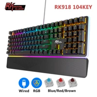 Teclado mecánico con cable RK ROYAL KLUDGE RK918, teclado para juegos retroiluminado 100% RGB de 108 teclas con lámpara lateral LED grande envolvente