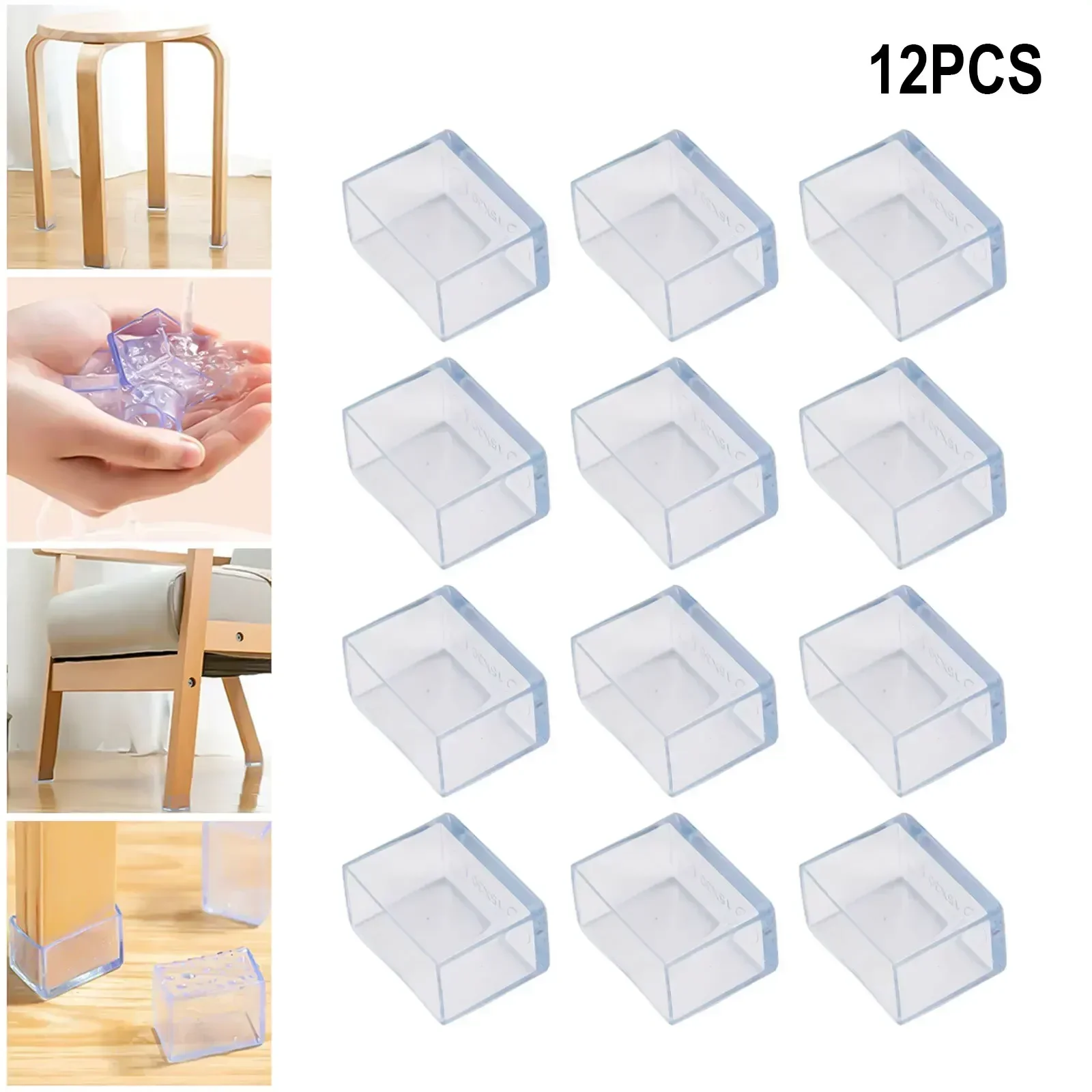 12 Pcs Chair Leg Cap Covers 15x30/20x30/20x40/25x38/30x40cm Chair Leg Rectangle Covers Wear-resistant Chairs Table Leg Cap Cover