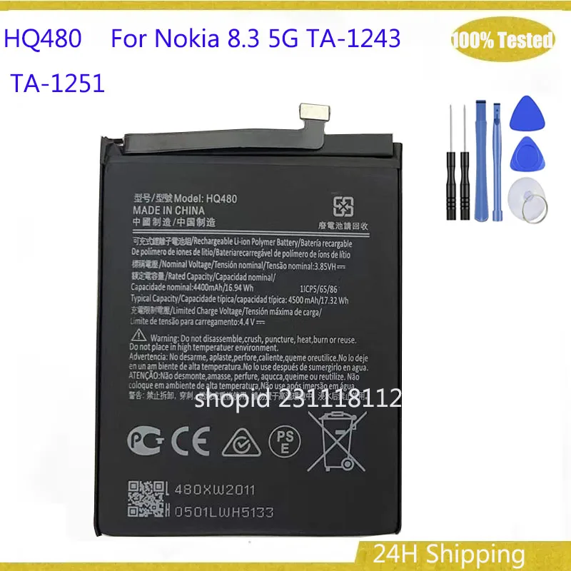 

3.85V Original HQ480 Battery For Nokia 8.3 5G TA-1243 TA-1251 Li-Polymer Batteries Smart Phone Battery batteria + Free Tools