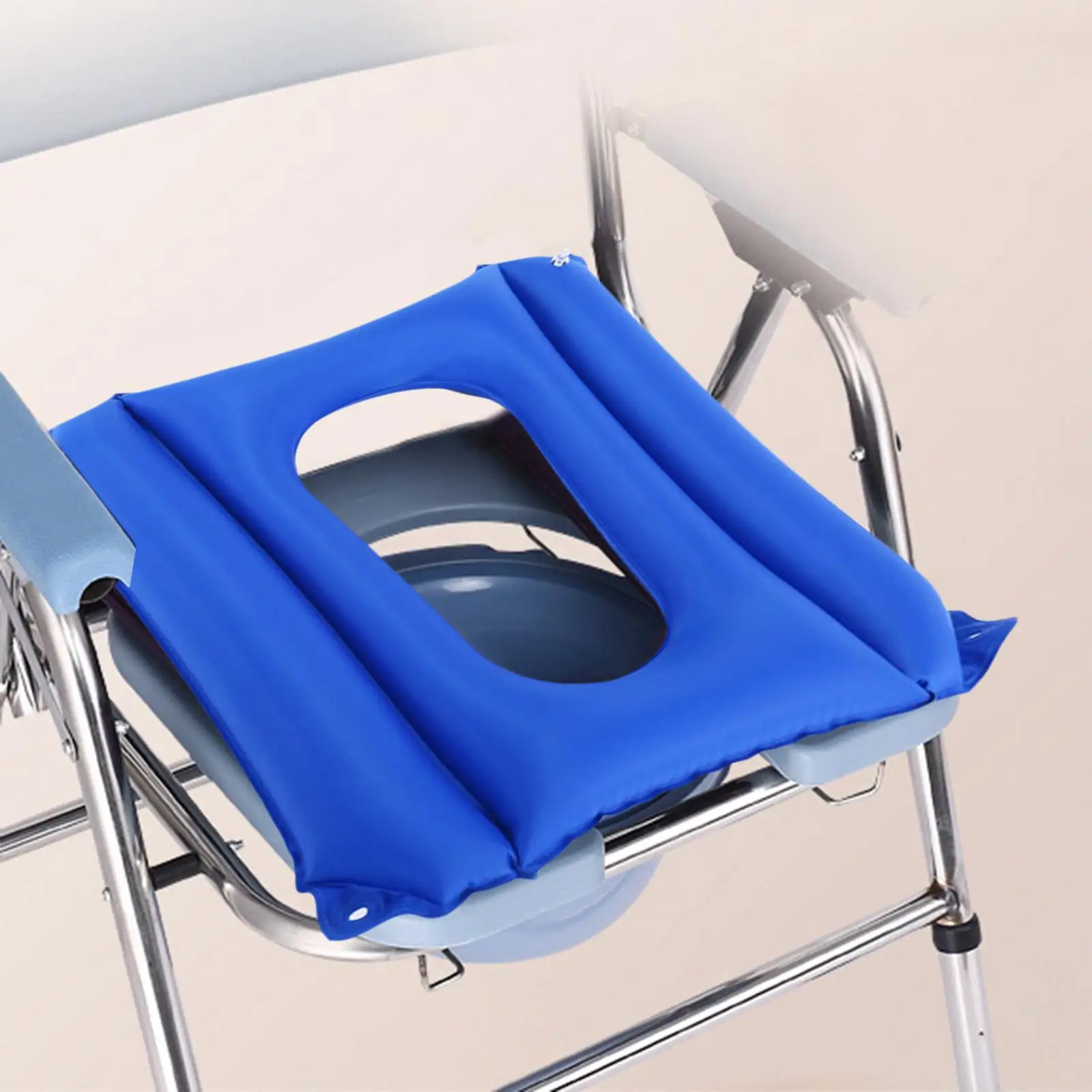 Reusable Inflatable Cushions Toilet Chair Pad Non Slip Foldable Flocking PVC Material Comfortable Potty Seat Mat for Adults