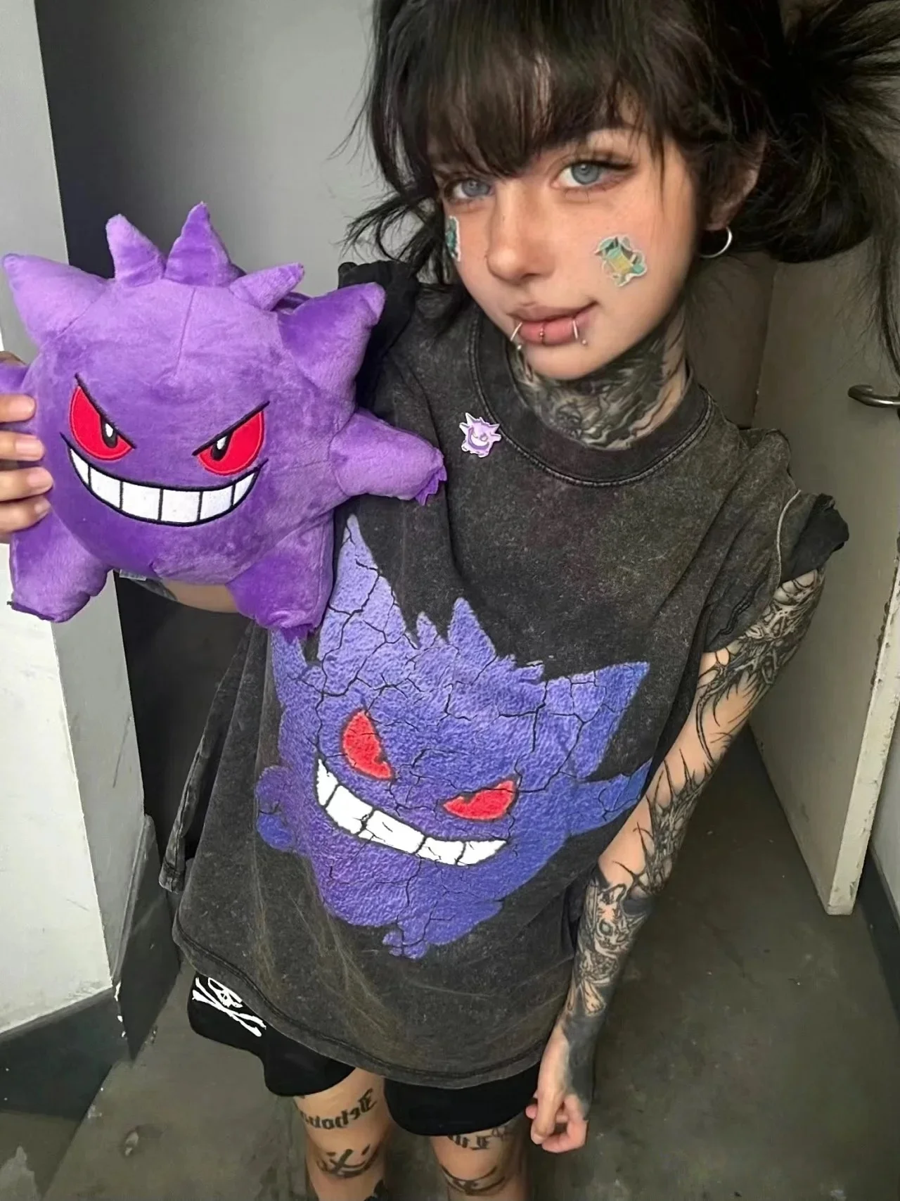 24cm Gengar Plush Toy Pokemon Pikachu Purple Devil Peluche Stuffed Doll Character Xmas Gift - Gengar Plushies Peluche Doll