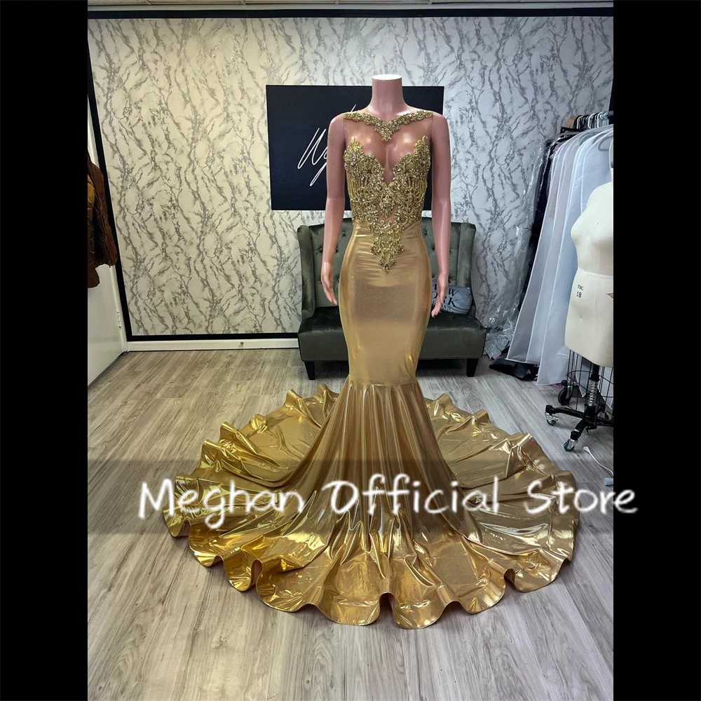 Cuentas de cristal O N vestidos de graduación largo dorado negro chica 2025 cumpleaños vestido de lujo apliques vestido de graduación espalda personalizada