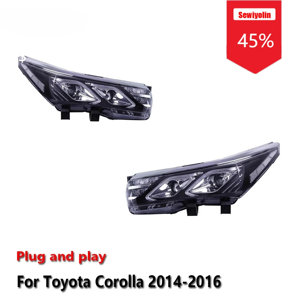 

Sewiyolin Car LED Headlight Assemblies For Toyota Corolla 2014-2016 Fog DRL Brake Turn Signal Lamp Plug and Play