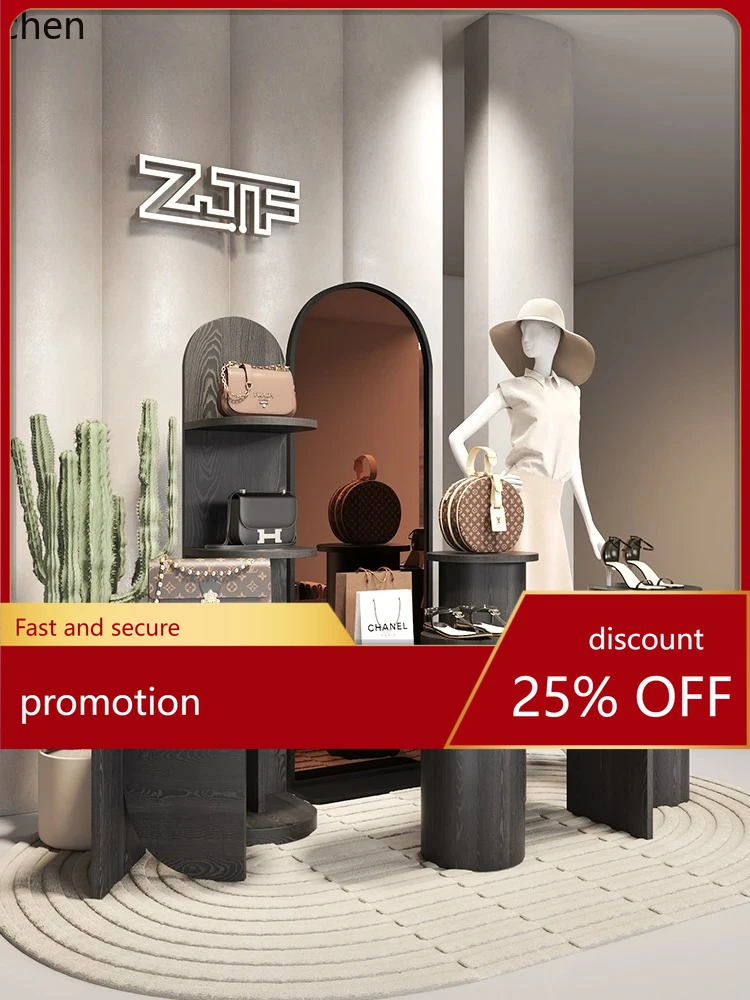 

ZML High-End Center Island Water Flow Table Wood Grain Display Cabinet Product Display Stand Store Display Rack