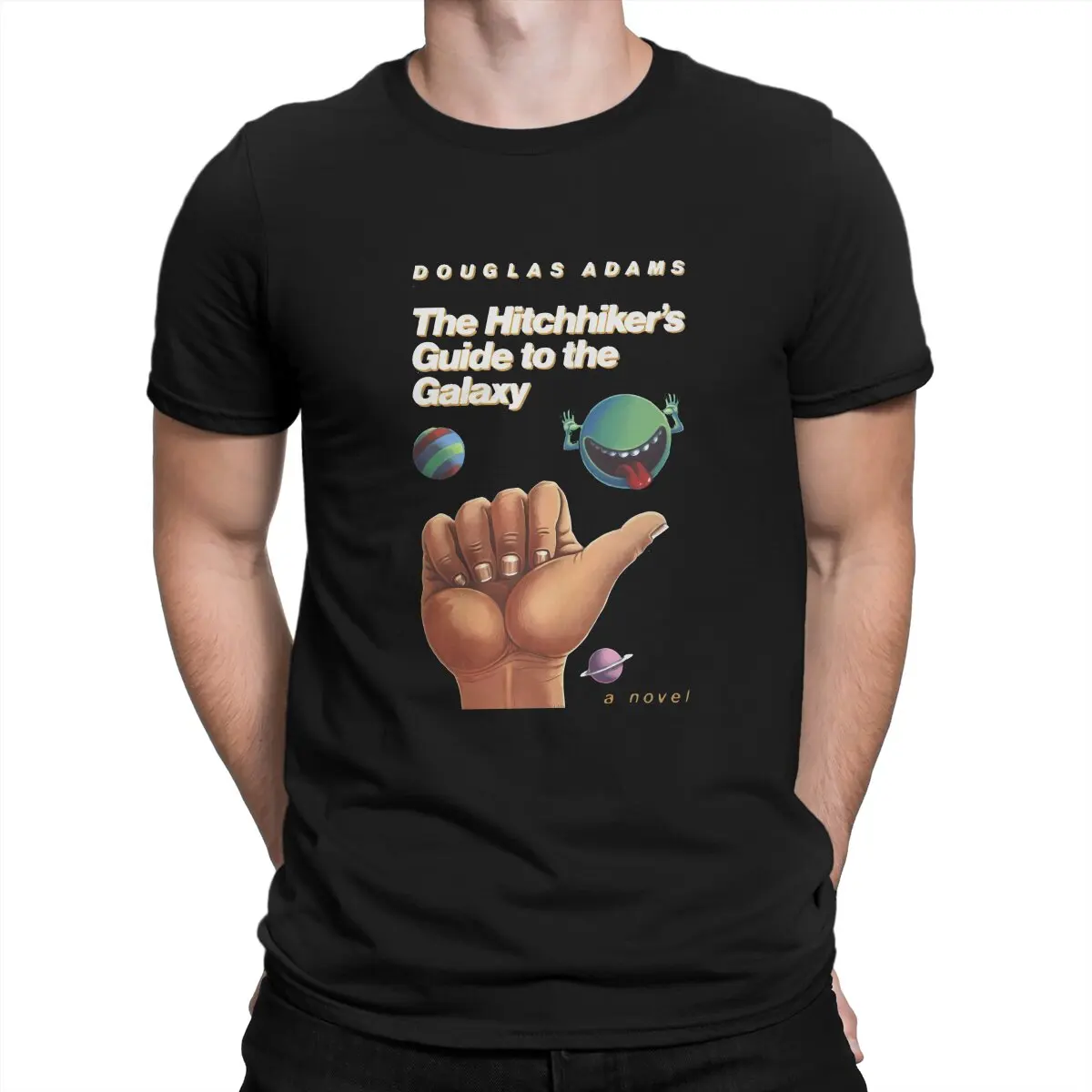 The Hitchhiker's Guide to the Galaxy Cover Douglas Adams T Shirt Gothic Crewneck TShirt Harajuku Tops Polyester