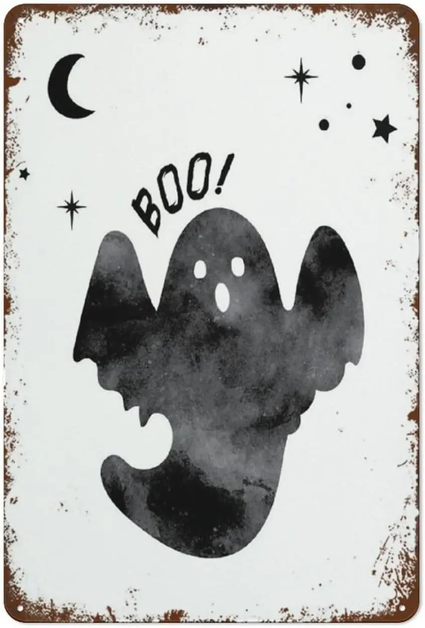 Watercolor Ghost Boo Sign, Halloween Poster, Halloween Art Print, Halloween Wall Art, Halloween Home Funny Quote,Wall Art Living