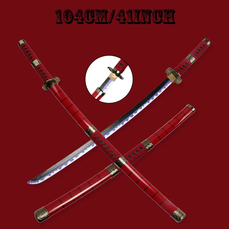 Lame Roronoa Zoro Katana en bambou, 104cm/41 pouces, jouets pour cadeaux, Collection de personnages de Cosplay
