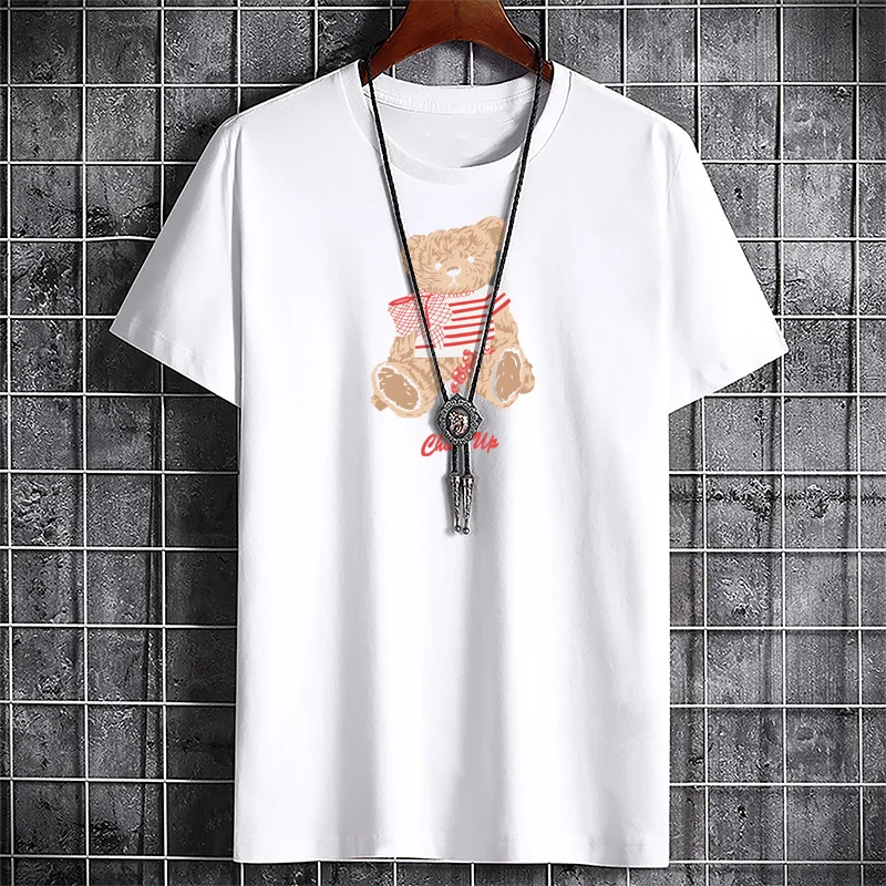 T Shirt for Men Shirts Graphic Tee Crossfit Harajuku Fashion Printed T-shirt Large Men T-shirt Clothing High Quality Bowtie Bear