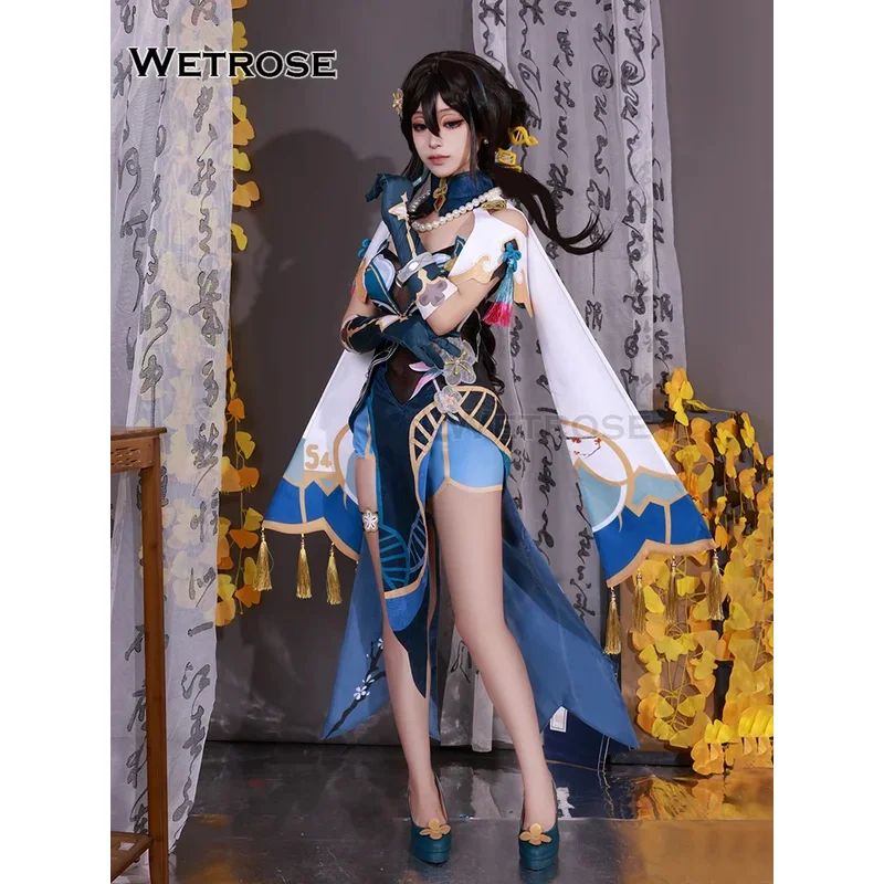 【Wetrose】 Ruan Mei Cosplay Kostüm Honkai Star Rail Ruanmei Komplettset Perücke Neujahr Halloween Qipao Stil