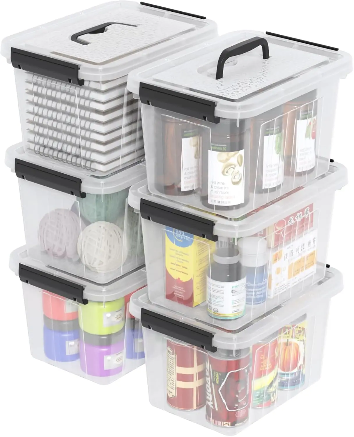 

Набор из 6 прозрачных пластиковых контейнеров для хранения объемом 6 кварт с ручками и защелками