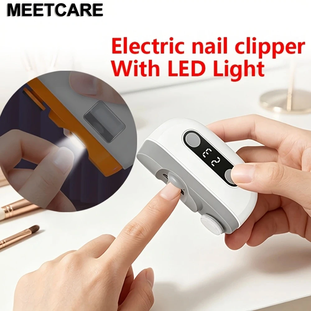 

3 in 1 Electric Nail Trimmer with LED Lighting 3 Speed Control Automatic Grinding Polished Trimmer Nail Clipper Manicure Care