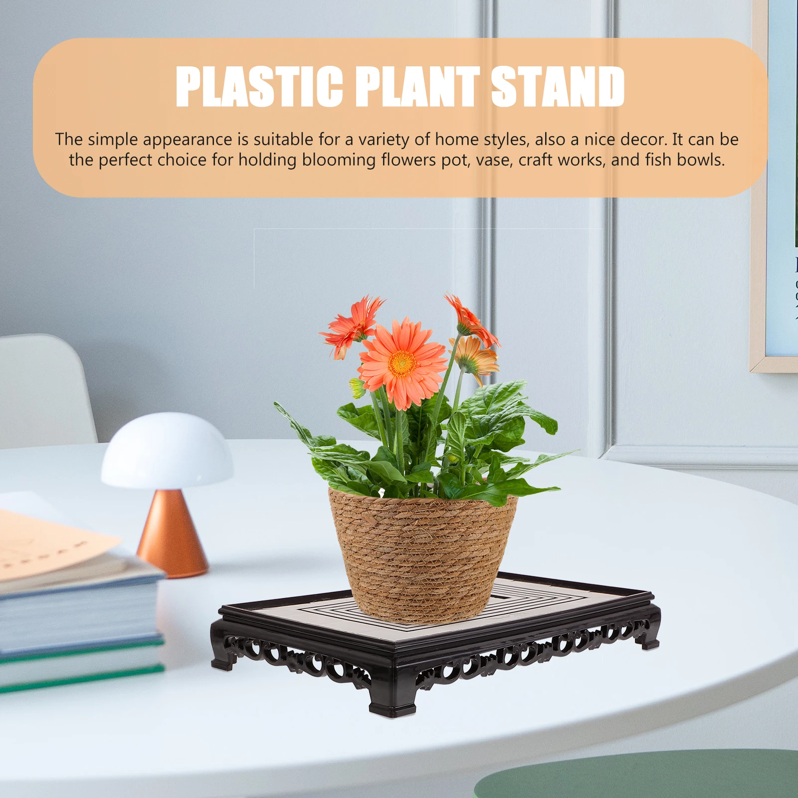 

2Pcs Attractive Plastic Potted Plant Riser Stand Rectangle Base For Indoor Vases Crafts Display