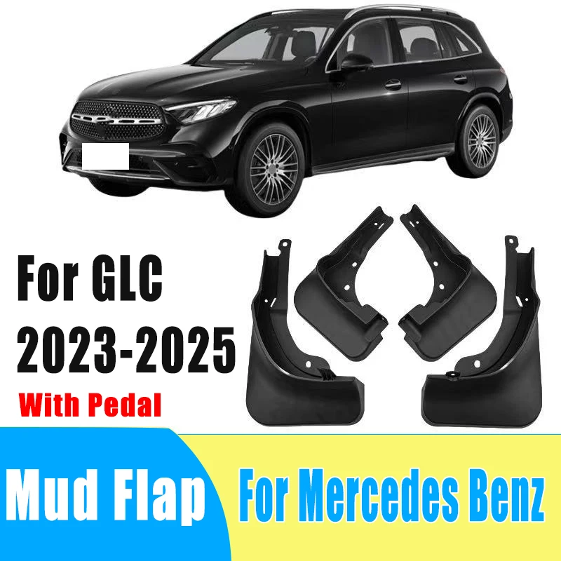 

4pcs Auto Mudguard Waterproof Prevent Mud Splashing Car Mud Flap Fender Accessory For Mercedes Benz GLC With Pedal 2023-2025