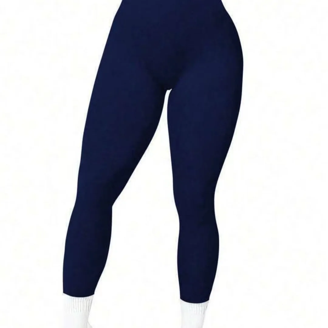 سراويل يوجا نسائية عالية الخصر بدون خياطة، خصر ضيق، رفع الورك، مرنة ضيقة، لون سادة، خصر عريض، سراويل رياضية #5