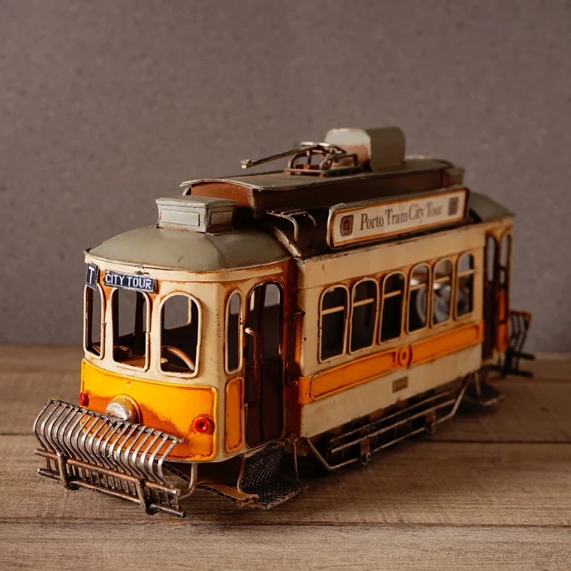 Desktop Tram Iron Model Industrial Style Scene Layout Soft Decorative Ornaments American Cafe Retro Gift