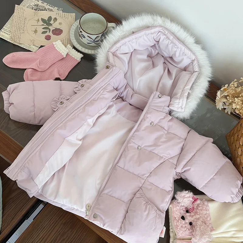 الأطفال الفتيات أسفل سترة الفراء مقنعين 90% بطة بيضاء رشاقته الدافئة طفل الفتيات أسفل معطف جديد الشتاء الاطفال الفتيات ملابس خارجية سترات #4