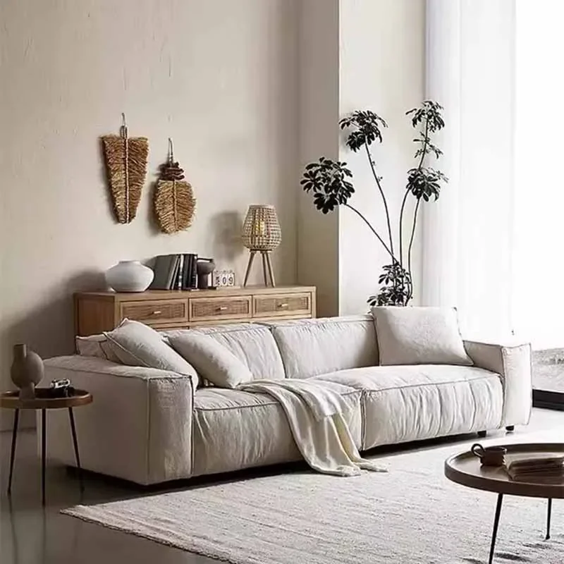New Arrival Living Room Sofas Unique Soft Large White Floor Modern Lazy Sofa Nordic Luxury Wood Divani Da Soggiorno Furniture