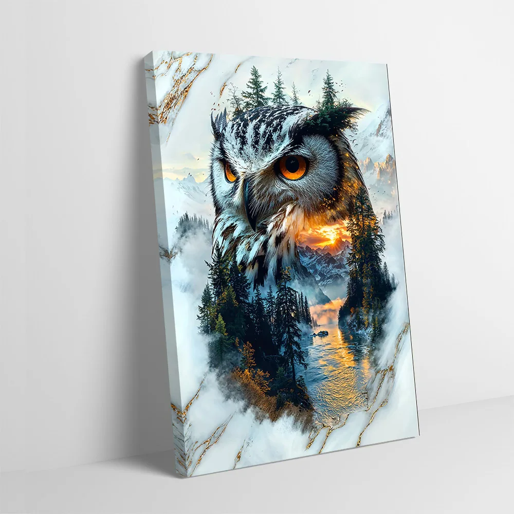 Mystic Mountain Owl Poster Customizable Printed Canvas Painting for Pictures Wall Art Bedroom Decoration Bathroom Decor Room