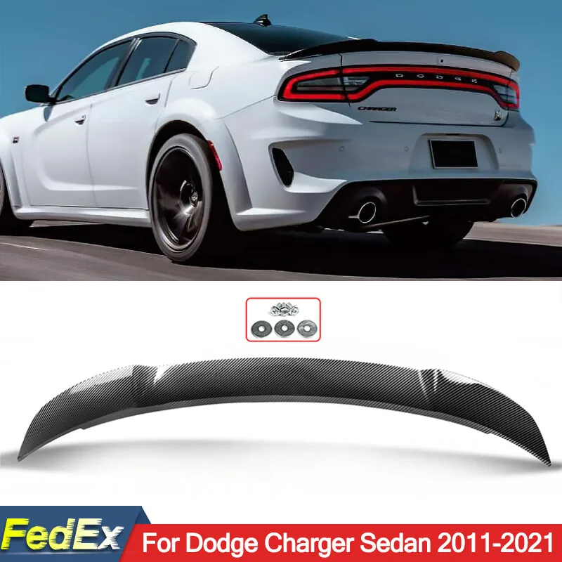 

Trunk Spoiler SRT Hellcat Style For Dodge Charger SXT Sedan 4-Door 2011-2021 Carbon Fiber Look Rear Roof Spoilers Wings Decor