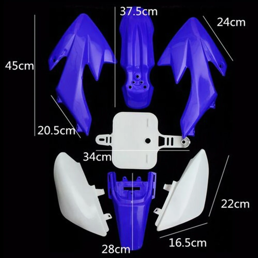 혼다 CRF50 페어링 바디 키트 오토바이 플라스틱 머드가드 피트 더트 바이크용 오토바이 플라스틱 페어링 세트, 블루 화이트, 7 개