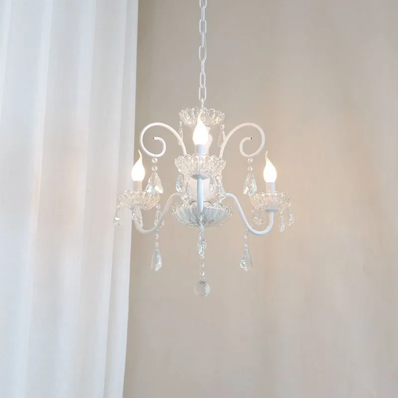 French crystal chandelier, living room princess room bedroom girl room fresh pastoral dining room ins wind creative lamps