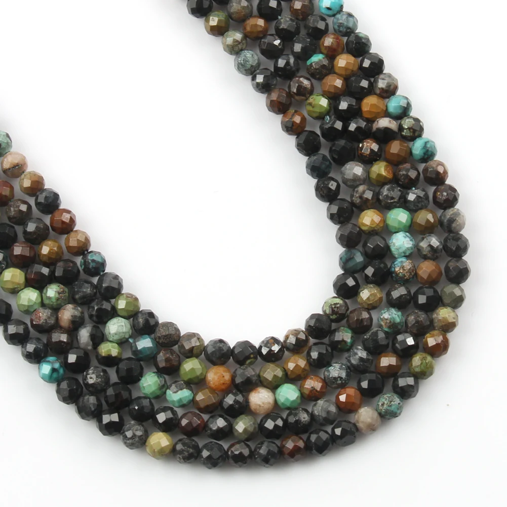 2/3/4mm 15\'\' Faceted Natural African Turquoise Stone Beads Loose Beads For Diy Jewelry Making Tiny Beadwork Bracelet Findings