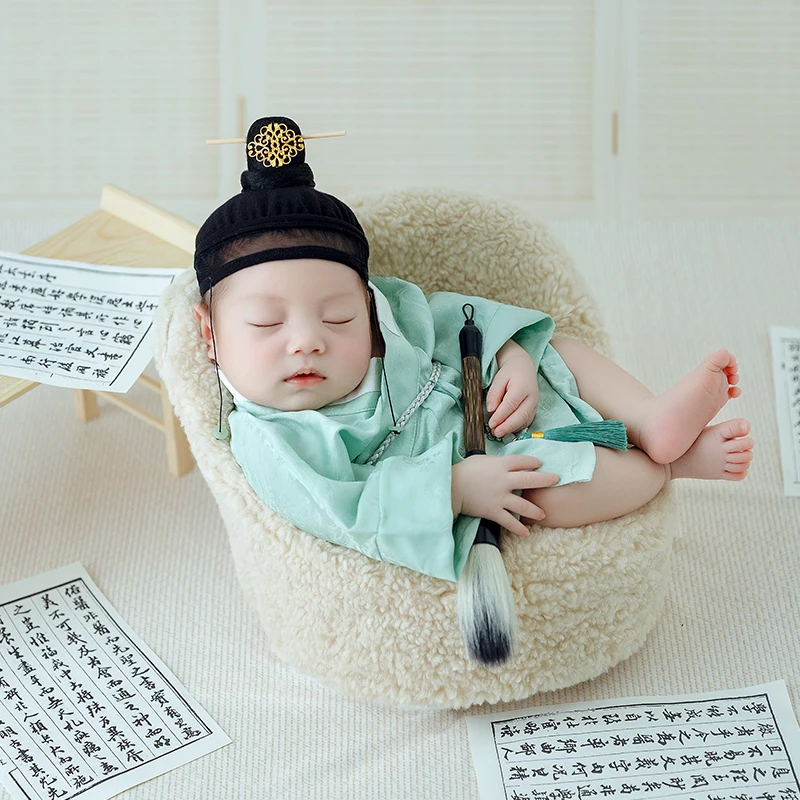 Newborn Ancient Costume For Photography Korean Style Baby Girl Boys Outfit Panda Doll Photo Props Studio Photo Shoot Accessories