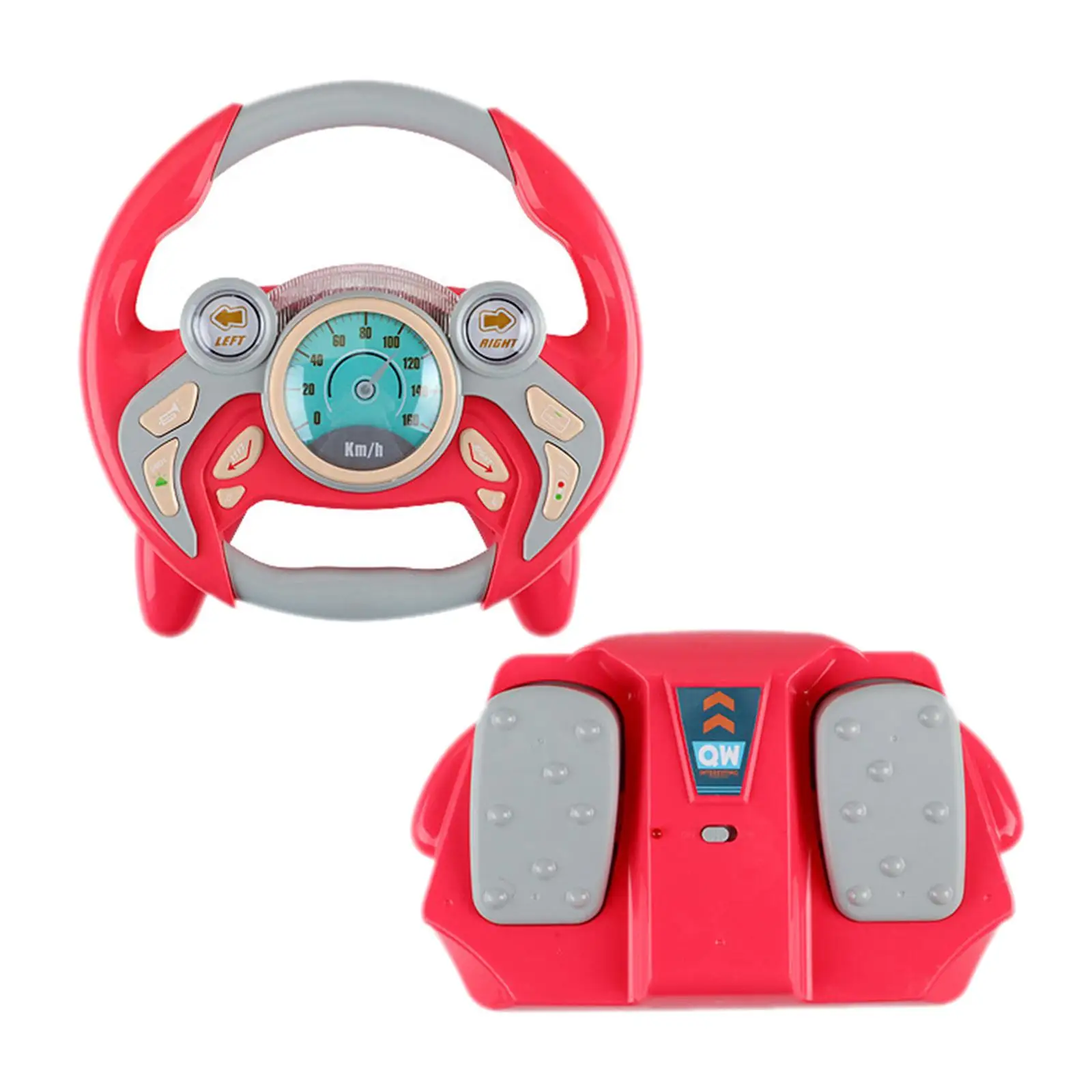 Simulated Steering Wheel for Kids W/Music and Light with Simulation Brake Pedal Copilot toys for boys girls Simulate Driving