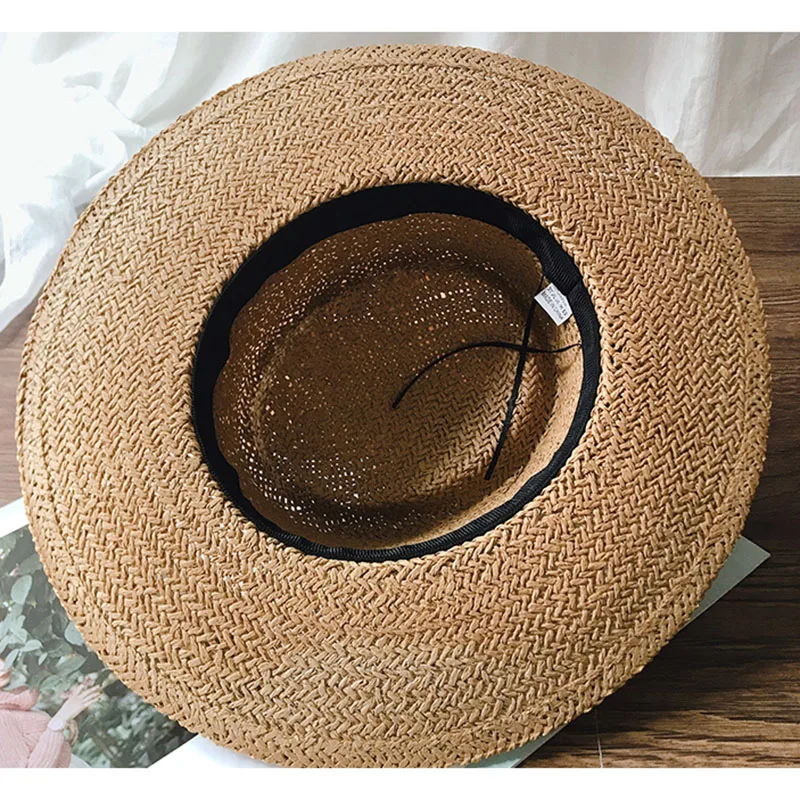 Sombrero de paja de Panamá para hombre y mujer, sombrero de Sol de ala ancha, Fedora de Jazz, protección UV, vacaciones de verano