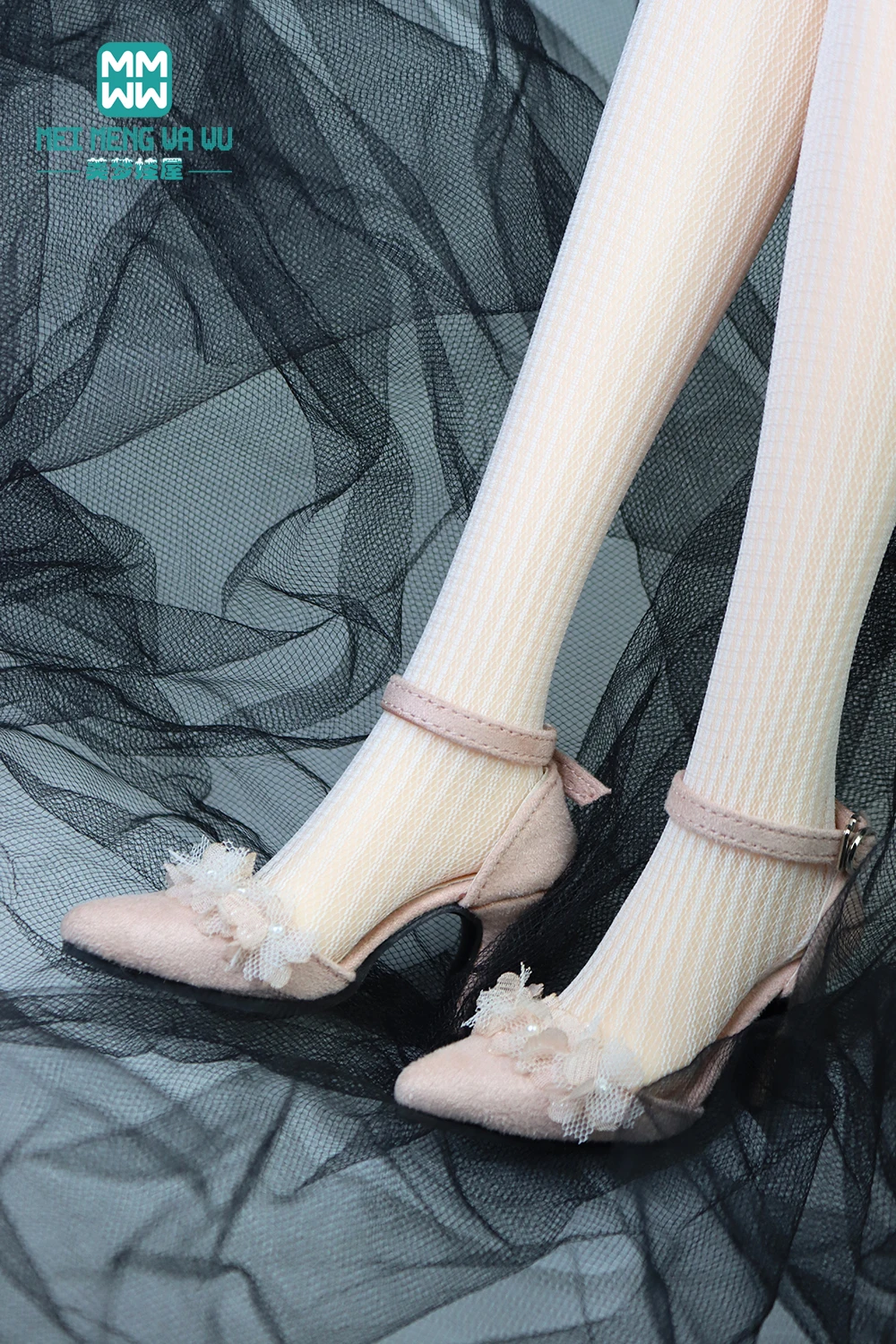 Se adapta a zapatos de muñeca BJD DD SD 1/3, accesorios de 7,5 cm, elegantes zapatos de cuero con flores