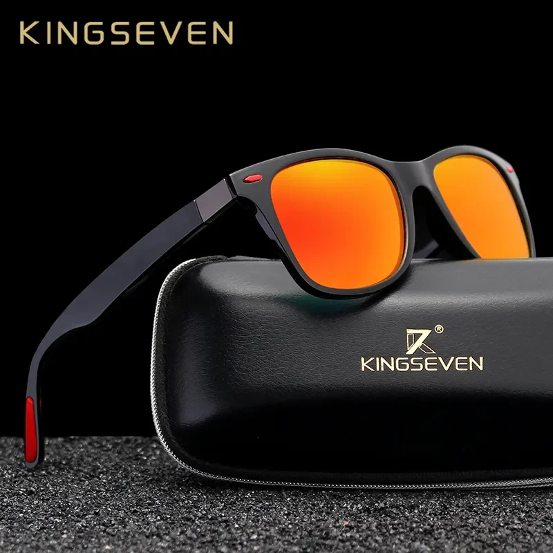 Kingseven-Clássico óculos polarizados para homens e mulheres, óculos de sol quadrado, óculos de direção masculinos, marca original, UV400