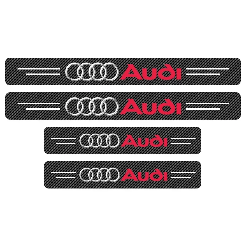 4x Carbon Fiber Car Door Plate Threshold Protector Sticker For Audi TT A4L A6L RS6 C6 S3 S4 S5 S6 S8 A7 A8 A1 A3 A4 A5 Q3 Q5 Q7