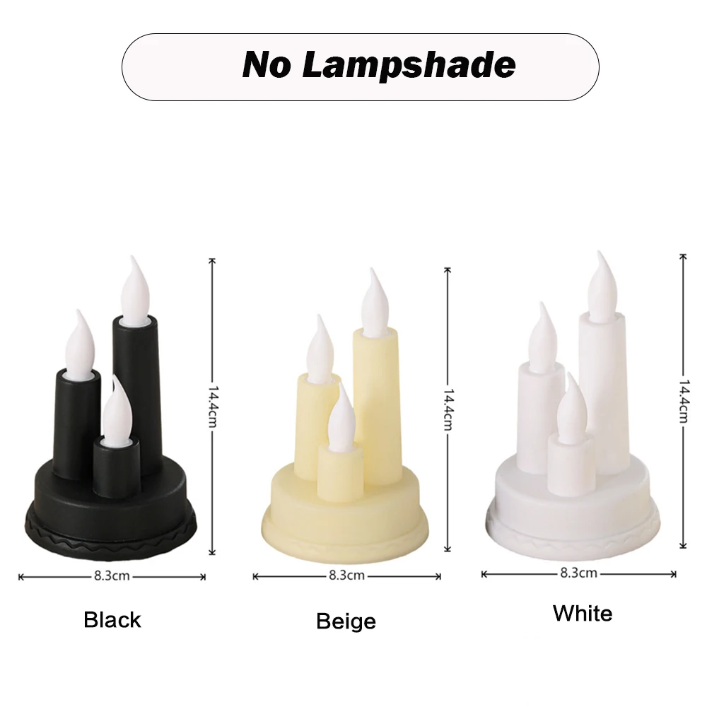 3 في 1 LED عديمة اللهب الشموع الكهربائية ضوء طاقة البطارية أبيض بيج أسود أكريليك LED تفتق الشموع عطلة ديكور المنزل الطرف