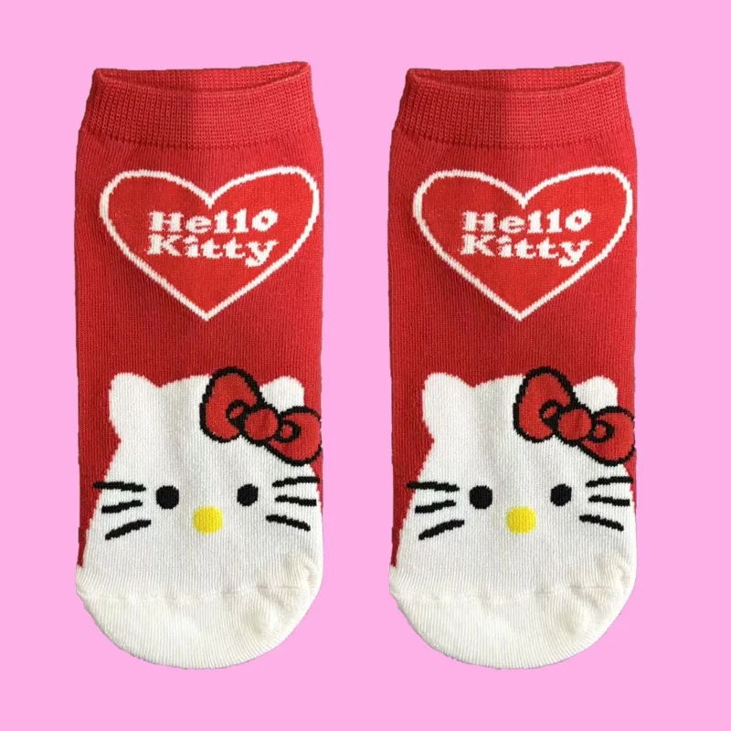 1/5 paar Sanrio Hello Kitty Cartoon Anime Leuke halfhoge sokken voor dames