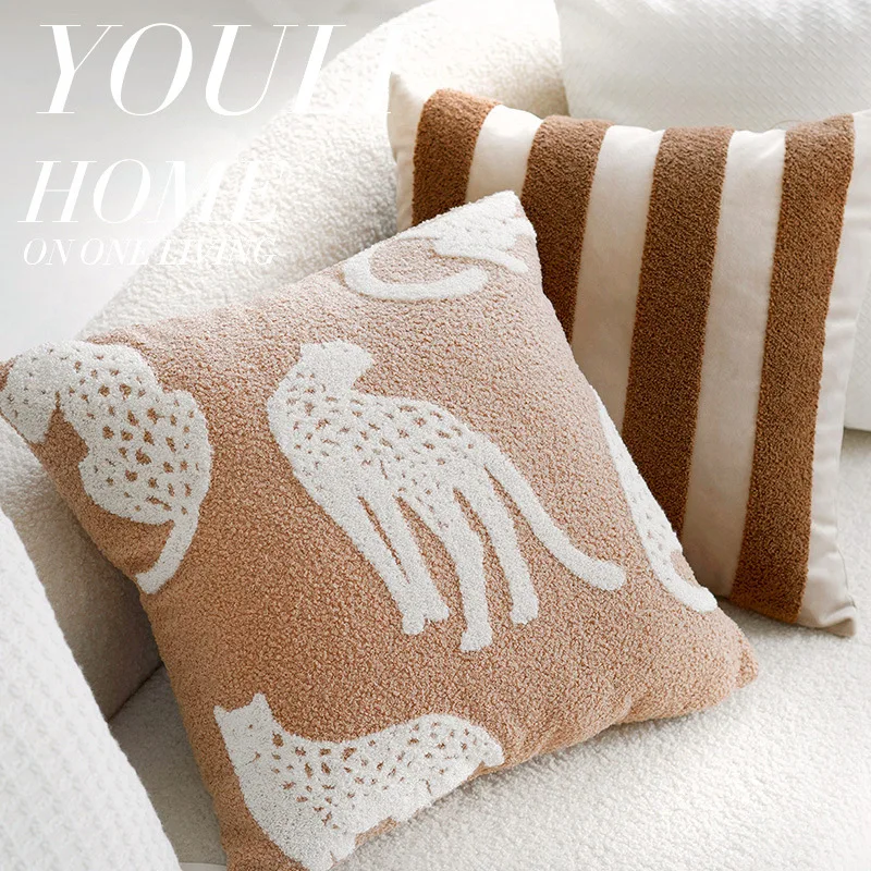 30X50/45x45CM French Animal Throw Pillow Cover Brown Light Luxury Stamping Waist Cushion Cover Decor Home Decorative Pillowcase