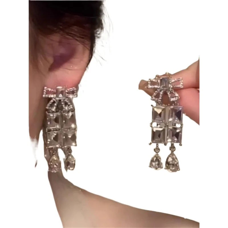 

Bow long tassel femininity earrings sweet earrings wedding dress wedding earrings