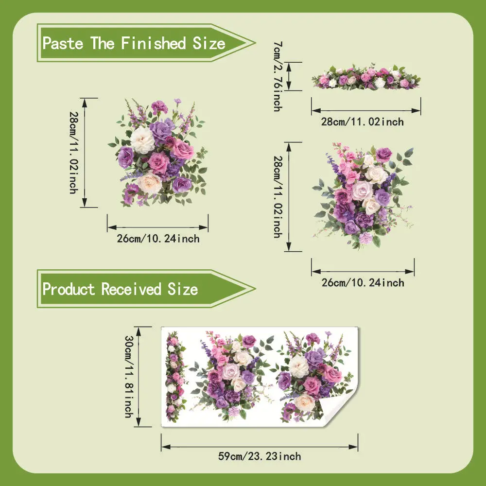 Purple Pink Rose Flower Toilet Wall Decals Floral Bathroom Stickers Waterproof for Toilet Lid Tank Decor Home Decoration Sticker