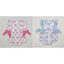 Wholesale hot sale western boutique onesies newborn toddler Baby Infant Girls Pink Bows Sleeveless Rompers