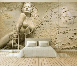 Custom Photo Character Angel Wallpaper Mural Continental Relief Mythical Wall papel de parede beautiful girl wallpaper for walls