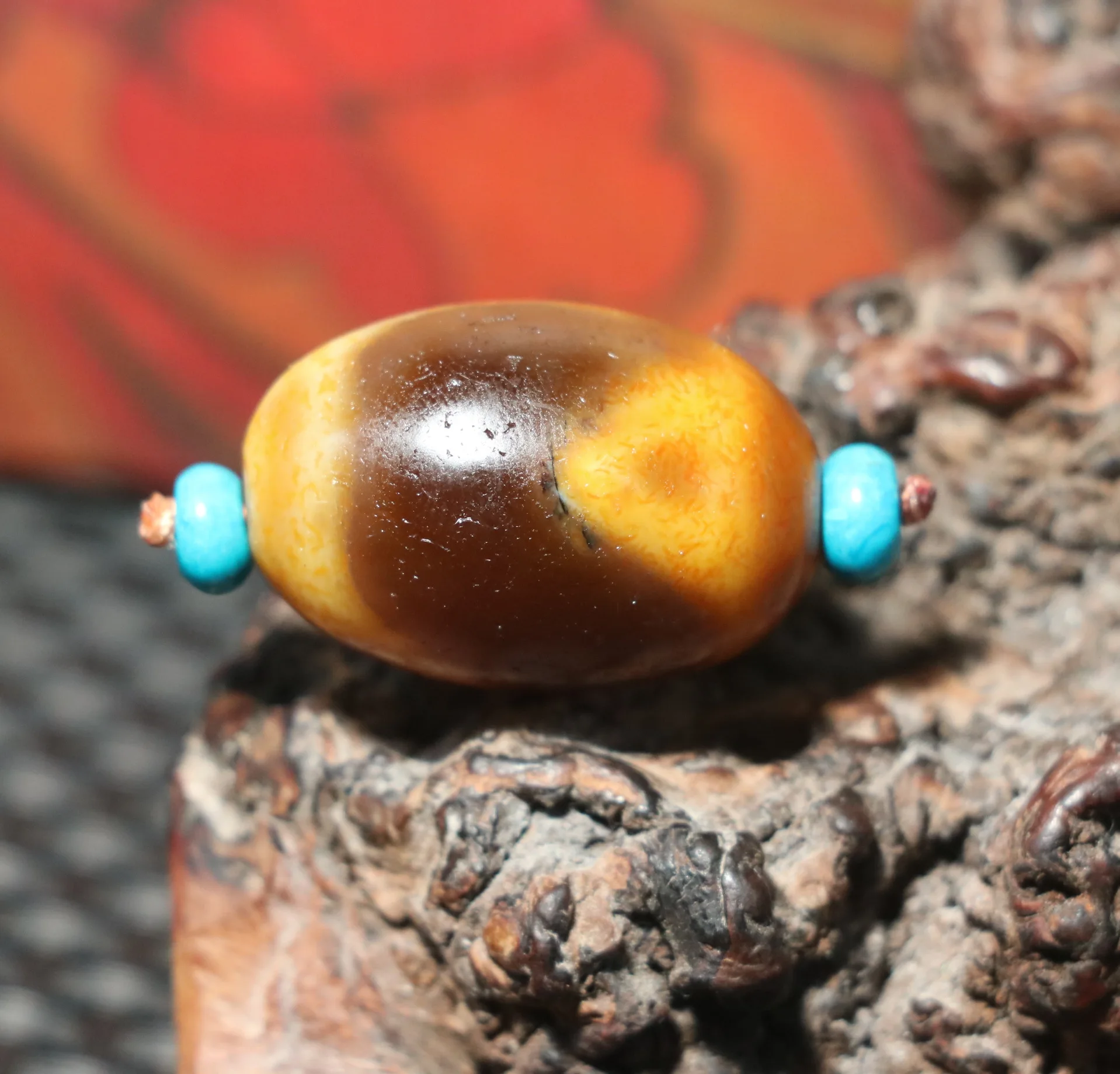 A Treasure Energy Tibetan Old Agate Tiger Tooth Peak Success Big Daluo dZi Bead Amulet Tabx Timestown UPD0826