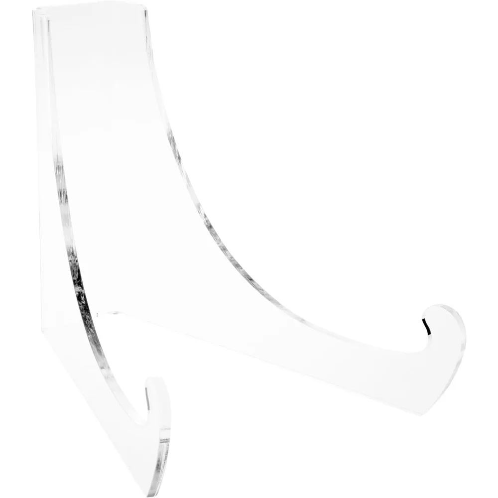 حامل عرض خلفي مسطح من الأكريليك الشفاف مع حواف دعم عميقة إضافية، 8 بوصة ارتفاع × 7 بوصة عرض × 10 بوصة عمق