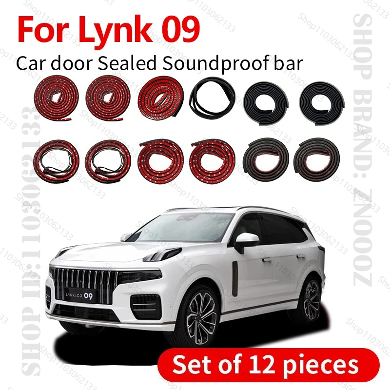 

For 2021-2025 Lynk 09 Car Door Seal Strip Rubber Double Layer Sealing Protector Soundproof Dustproof Seal Strip 12PCS Set