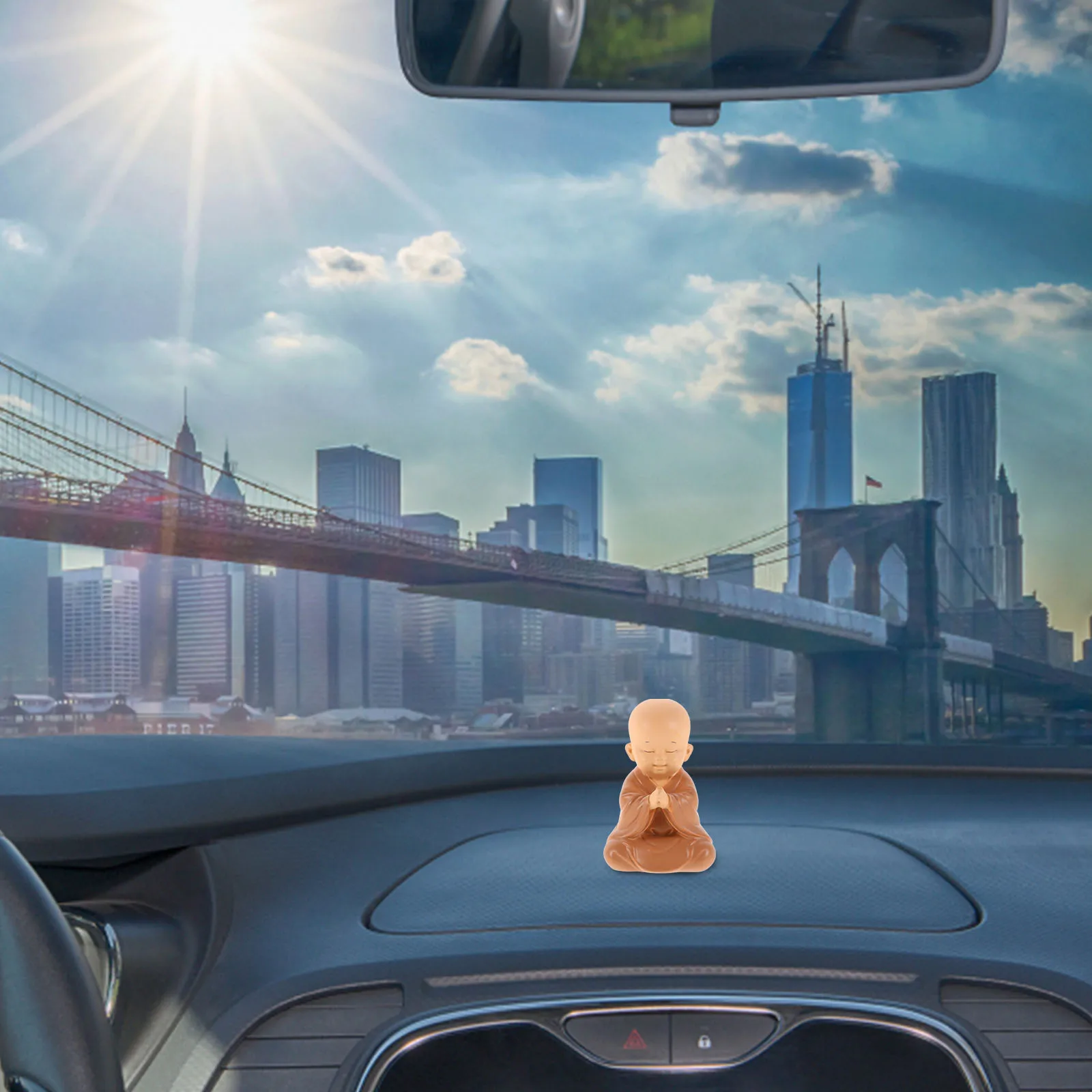 

Mini Monk Dashboard Decoration Zen Style Resin Buddha Ornament Lucky Charm Cute Car Accessories Office Home Interior Feng Shui