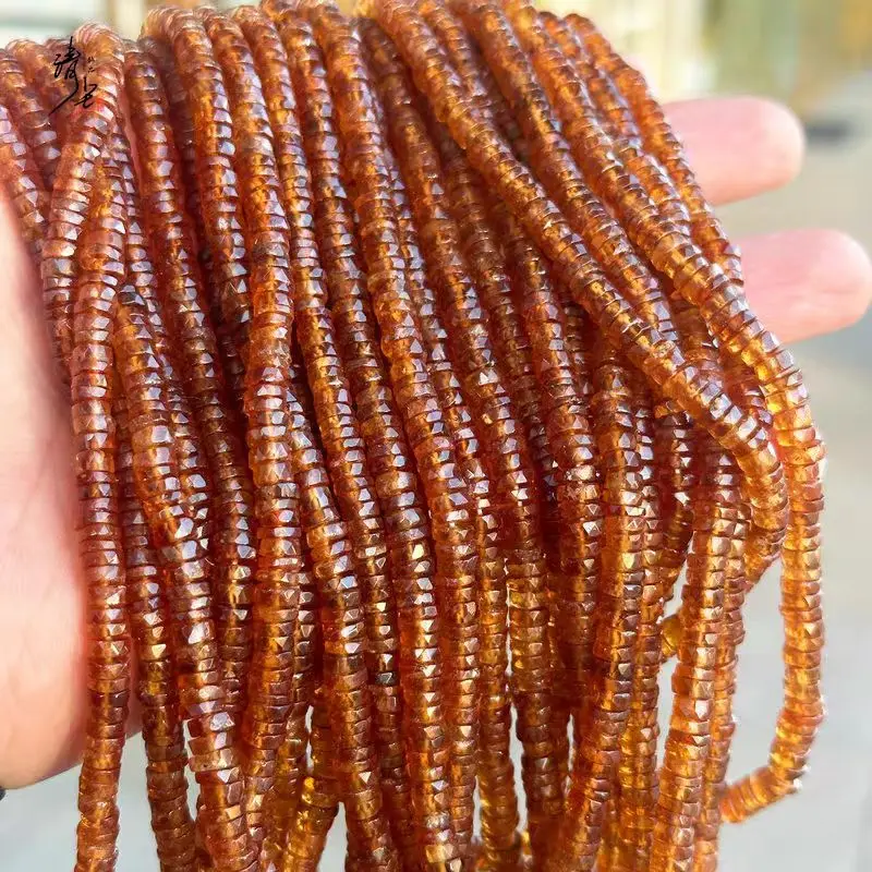 

Hessonite гранат оранжевый круглый граненый 4-5 м оптовая продажа для DIY ювелирных изделий ожерелья 20 см россыпью бусины