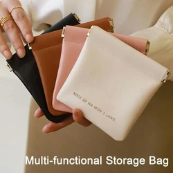 Storage Bag Elegant Waterproof Faux Leather Mini Cosmetic Bag with Magnetic Closure Multi-functional Women's Makeup Sanitary Pad