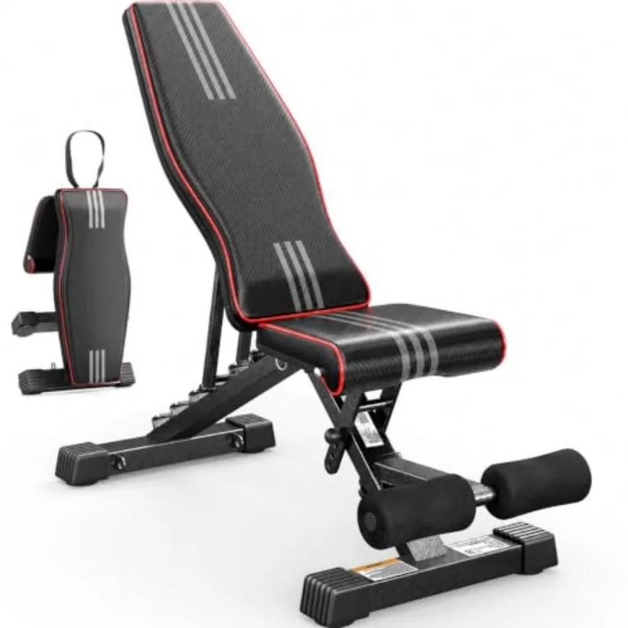 Home strength training bench set, steel construction, black, 880-1980 lbs ASTM-certified all-in-one weight bench