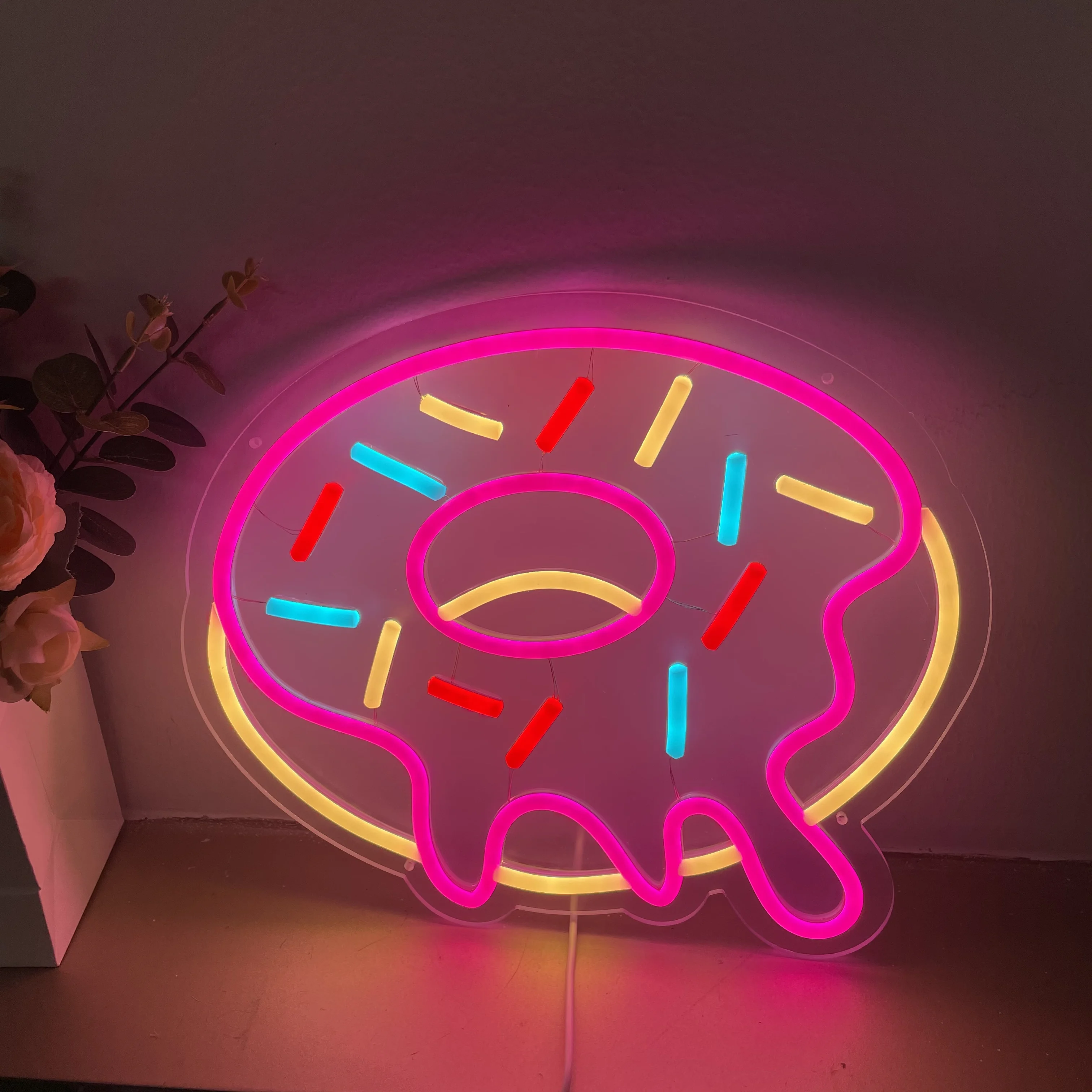 

Custom Food Neon Sign Sweet Donuts Sign Coffee Bar Sign Pink Led Light,Dessert Shop Decor Donut Neon Art Donut Birthday Party